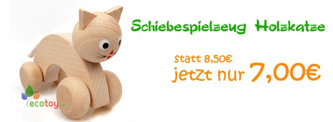 Naturbelassene Holzkatze zum Greifen und Schieben - ökologisches Holzspielzeug ab 3 Jahren