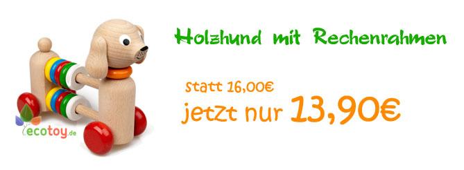 Holzhund mit Rechenrahmen zum Greifen und Schieben - Holzspielzeug ab 3 Jahren