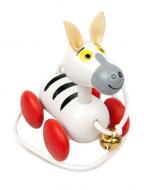 Ziehtier Zebra ist ein farbenfrohes Holzspielzeug für Kleinkinder