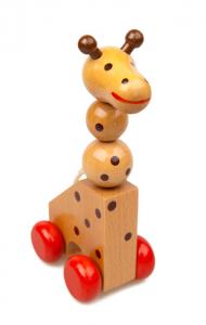 Schiebespielzeug Holzgiraffe ist ein Holzspielzeug für Vorschulkinder