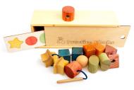 Montessori Fädelkasten - Holzspielzeug aus massivem Eschenholz