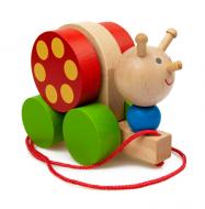 Деревянная каталка Улитка игрушка для детей от 1 года