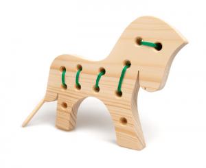 Montessori Lernspielzeug Fädelspiel Holzpferd