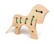 Montessori Lernspielzeug Fädelspiel Holzpferd