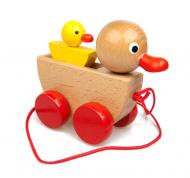 Ziehtier Ente mit Entlein - Holzspielzeug aus Tschechien