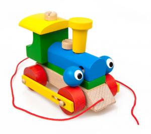 Ziehspielzeug zwinkernder Steck-Holzzug - Steckspielzeug ab 3 Jahren
