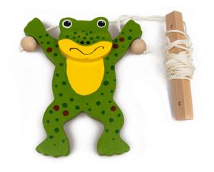 Spielzeug Krabbelfrosch an Seilen aus Holz für Kinder ab 3 Jahren