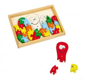 Holzpuzzle Tintenfisch mit Buchstaben und Zahlen ab 3 Jahre