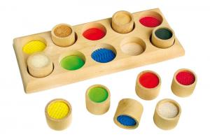 Fühlmemo - ein Montessori Fühl-Spiel mit 10 Einsätzen ab 3 Jahre