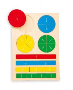 Mathematisches Holzpuzzle Rechenprofi zum Lernen der Bruchrechnung 