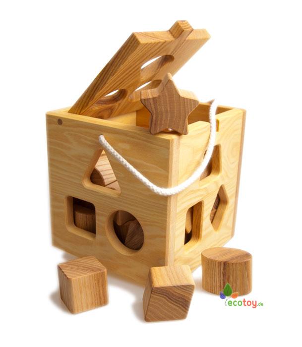 Öko-Steckwürfel - Montessori Holzspielzeug aus massivem Eschenholz