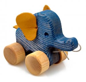 Holzspielzeug Öko-Elefant zum Schieben und Nachziehen