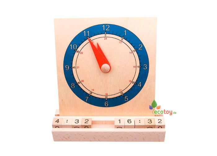 Lernuhr Digital Analog 17,5 x 20 cm  NEU Uhr Holzuhr Lernspielzeug Uhrzeit 