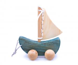 Fädelspiel Segelboot aus massivem Eschenholz